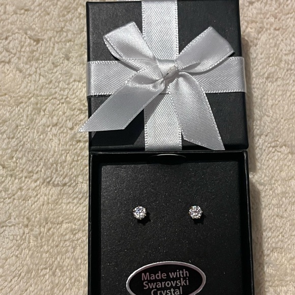 Jewelry - Elegant Black Gift Box with White Ribbon and a nice pair of stud earrings.